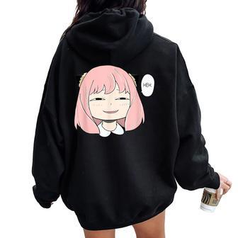 A Cute Girl Emotion Smile Heh For Family Holidays Women Oversized Hoodie Back Print - Seseable