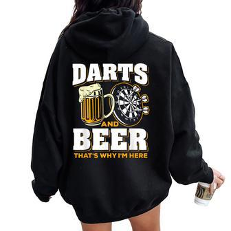 Dart And Beer Lover Graphic Darts Player Women Oversized Hoodie Back Print - Thegiftio UK