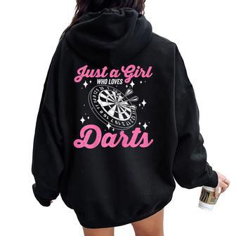 Dart Lover Ladies Graphic Girls Darts Player Women Oversized Hoodie Back Print - Thegiftio UK