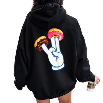 Donut Two In Pink Shocker Sarcastic Doughnut Women Oversized Hoodie Back Print - Monsterry DE