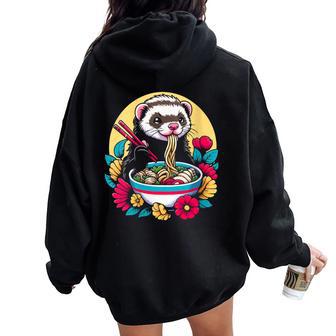 Ferret Lover Weasel Mammal Wildlife Animal Women Oversized Hoodie Back Print - Monsterry UK