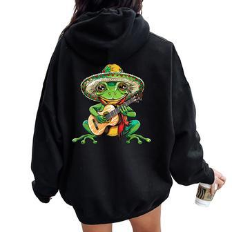 Frog Cinco De Mayo For Frog Lover Women Women Oversized Hoodie Back Print - Seseable