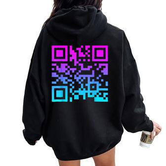 Fuc K You Q R Code Outfit Matching Women Women Oversized Hoodie Back Print - Monsterry