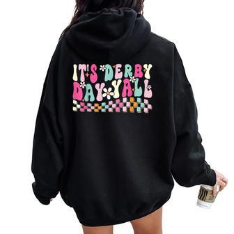 Horse Racing Groovy It's Derby Day Yall Derby Horse Women Oversized Hoodie Back Print - Seseable