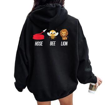 Hose Bee Lion Firefighter Animal Lover Women Oversized Hoodie Back Print - Monsterry
