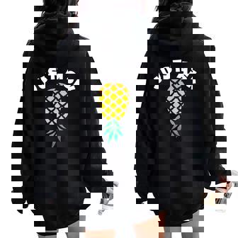 Just Ask Upside Down Pineapple Swinger Womens Women Oversized Hoodie Back Print - Thegiftio UK