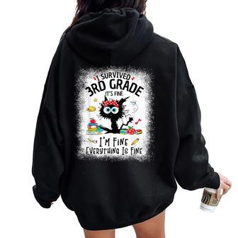 Last Day Of School I Survived 3Rd Grade 3 Grade Women Oversized Hoodie Back Print - Thegiftio UK