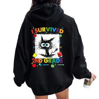 Last Day Of Second 2Nd Grade I Survived 2Nd Grade Women Oversized Hoodie Back Print - Monsterry