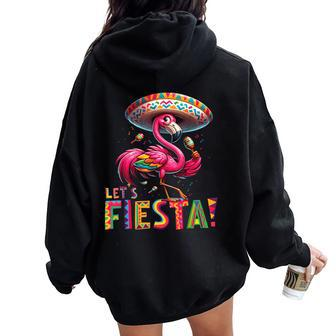 Let's Fiesta Flamingo Cinco De Mayo Fiesta Mexican Women Oversized Hoodie Back Print | Mazezy AU