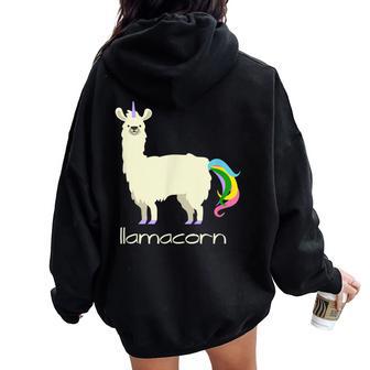 Llama & Unicorn T By Llamacorn Women Oversized Hoodie Back Print - Monsterry DE