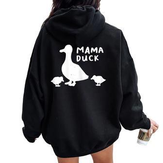 Mama Duck Mother T I Duckling Babies Mom Of 2 Women Oversized Hoodie Back Print - Monsterry CA