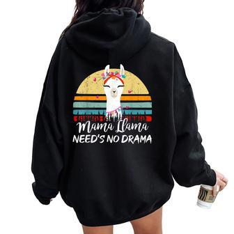 Mama-Llama Needs No Drama Mom Women Oversized Hoodie Back Print - Monsterry AU