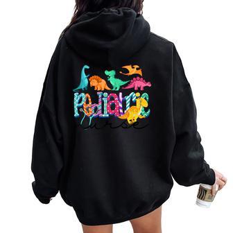 Pediatric Nurse Dinosaurs Respiratory Therapist Nurse Women Oversized Hoodie Back Print - Monsterry DE