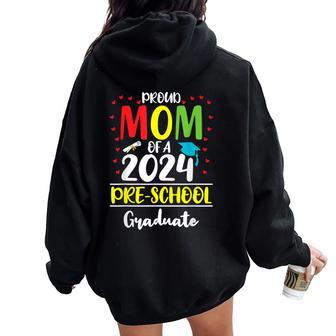 Proud Mom Of A Class Of 2024 Pre-School Graduate Women Oversized Hoodie Back Print - Thegiftio UK