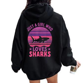 Shark Just A Girl Who Loves Sharks Women Oversized Hoodie Back Print - Thegiftio UK