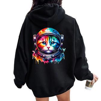 Space CatCat Astronaut For Cat Lover Women Oversized Hoodie Back Print | Mazezy