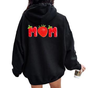 Strawberry Mom Fruit Birthday Family Matching Women Oversized Hoodie Back Print - Monsterry DE