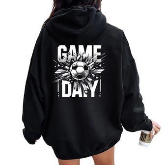 Game Day Soccer Season Team Sports Vintage Women Oversized Hoodie Back Print - Monsterry CA