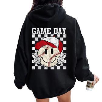 Game Day Vibes Girls Mother's Baseball Life Women Oversized Hoodie Back Print - Seseable