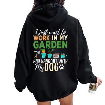 Gardening Dog Lover Gardener Garden Pet Plants Women Oversized Hoodie Back Print - Seseable