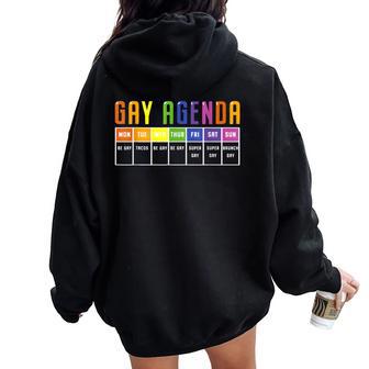 Gay Agenda Lgbtq Rainbow Flag Pride Month Ally Support Women Oversized Hoodie Back Print - Monsterry CA