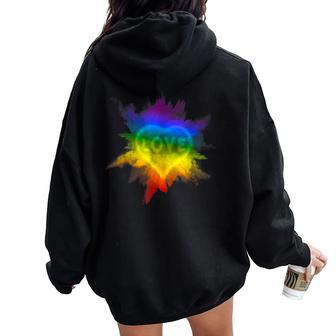 Gay Flag Pride Rainbow Top Exploding Love Lgbtq Flag Women Oversized Hoodie Back Print - Seseable