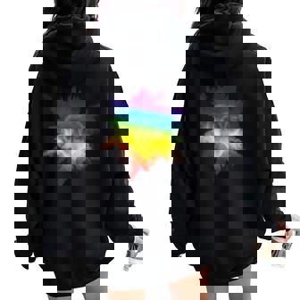 Gay Flag Pride Rainbow Top Exploding Love Lgbtq Flag Women Oversized Hoodie Back Print - Seseable
