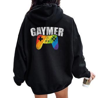 Gaymer Rainbow Flag Gaming Lesbian Gay Bisexual Pride Lgbtq Women Oversized Hoodie Back Print - Monsterry