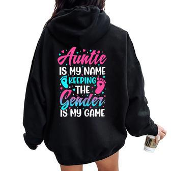 Gender Reveal For A Keeper Of The Gender Aunt Women Oversized Hoodie Back Print - Monsterry DE