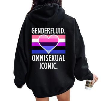 Genderfluid Omnisexual Iconic Pride Flag Genderqueer Queer Women Oversized Hoodie Back Print - Monsterry DE
