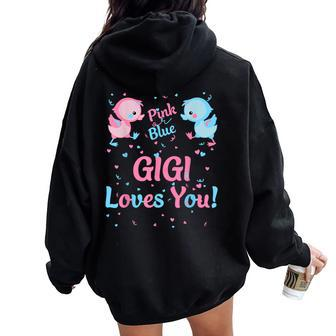 Gigi Gender Reveal Party Pink Or Blue For Matching Family Women Oversized Hoodie Back Print - Monsterry UK
