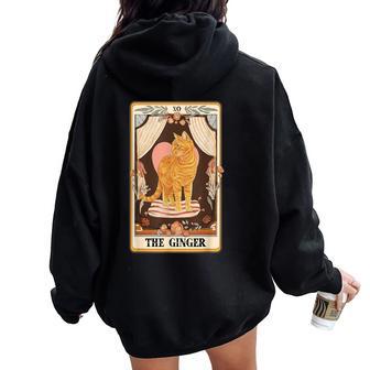 The Ginger Tarot Card Ginger Tabby Cat Ginger Cat Mom Women Oversized Hoodie Back Print - Thegiftio UK