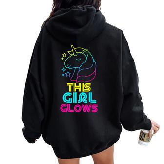 This Girl Glows Cute Girls Tie Dye Party Team Women Oversized Hoodie Back Print - Monsterry