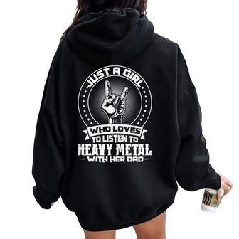 Girl Listens To Heavy Metal With Dad Heavy Metal Women Oversized Hoodie Back Print - Monsterry DE