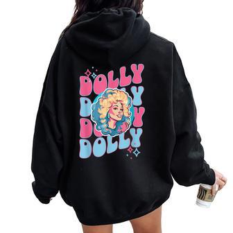 Girl Retro Personalized Dolly First Name Vintage Style Women Oversized Hoodie Back Print - Seseable