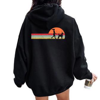 Girl Walking Poodle Retro Pet Dog Owner Walker Women Women Oversized Hoodie Back Print - Monsterry DE