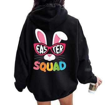 Girls Easter Squad Bunny Family Easter Day Egg Hunt Women Oversized Hoodie Back Print | Mazezy