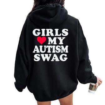 Girls Love My Autism Swag Autistic Boy Awareness Idea Women Oversized Hoodie Back Print - Monsterry