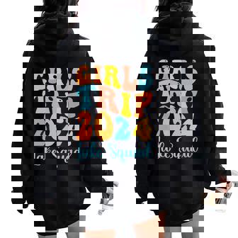 Girls Trip 2024 Lake Squad Retro Groovy Vacation Matching Women Oversized Hoodie Back Print - Thegiftio