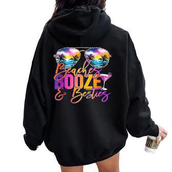 Girls Trip Matching Beaches Booze & Besties Women Oversized Hoodie Back Print - Monsterry CA