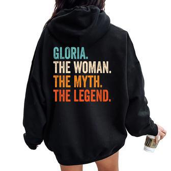 Gloria The Woman The Myth The Legend First Name Gloria Women Oversized Hoodie Back Print - Seseable