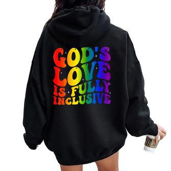 Gods Fully Inclusive Christian Jesus Lgbt Gay Pride Women Oversized Hoodie Back Print - Seseable
