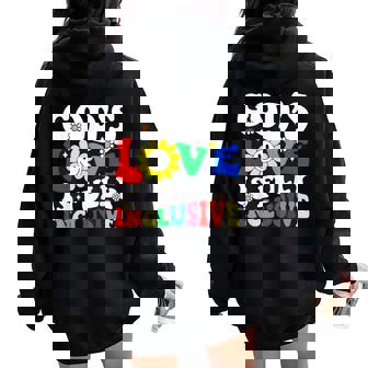 God's Love Is Fully Inclusive Christian Jesus Lgbt Gay Pride Women Oversized Hoodie Back Print | Mazezy