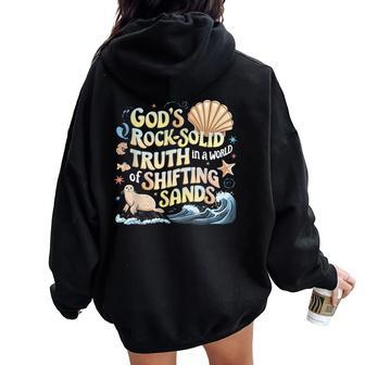 God's Rock Solid Breaker 2024 Christian Beach Women Oversized Hoodie Back Print | Mazezy DE