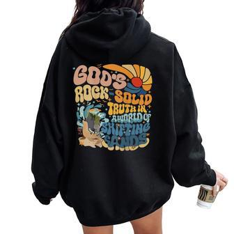 God's Rock-Solid Retro Beach Vbs 2024 Christian On Back Women Oversized Hoodie Back Print - Monsterry UK