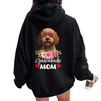 Goldendoodle Mom Mama Sunglasses Flower Dog Lover Owner Women Oversized Hoodie Back Print - Seseable