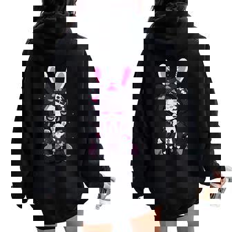 Goth Bunny Anime Girl Cute E-Girl Gothic Outfit Grunge Women Oversized Hoodie Back Print - Seseable