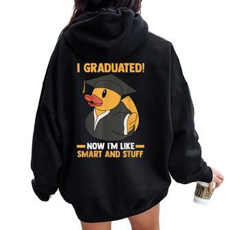 Graduate School Duck Graduation Women Oversized Hoodie Back Print - Thegiftio UK