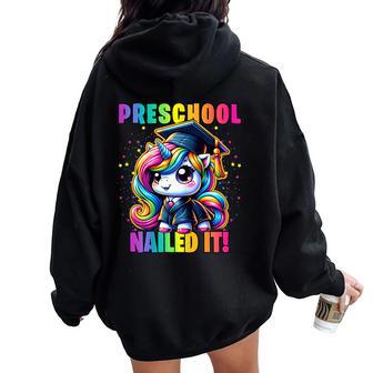 Graduation Preschool Unicorn Nailed It Pre-K Girls Grad Women Oversized Hoodie Back Print - Monsterry