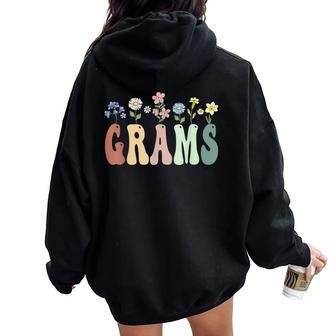 Grams Wildflower Floral Grams Women Oversized Hoodie Back Print - Seseable